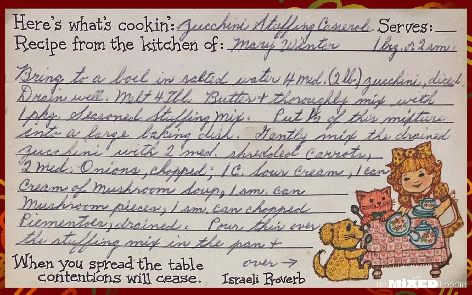 zucchini stuffing casserole recipe card 1