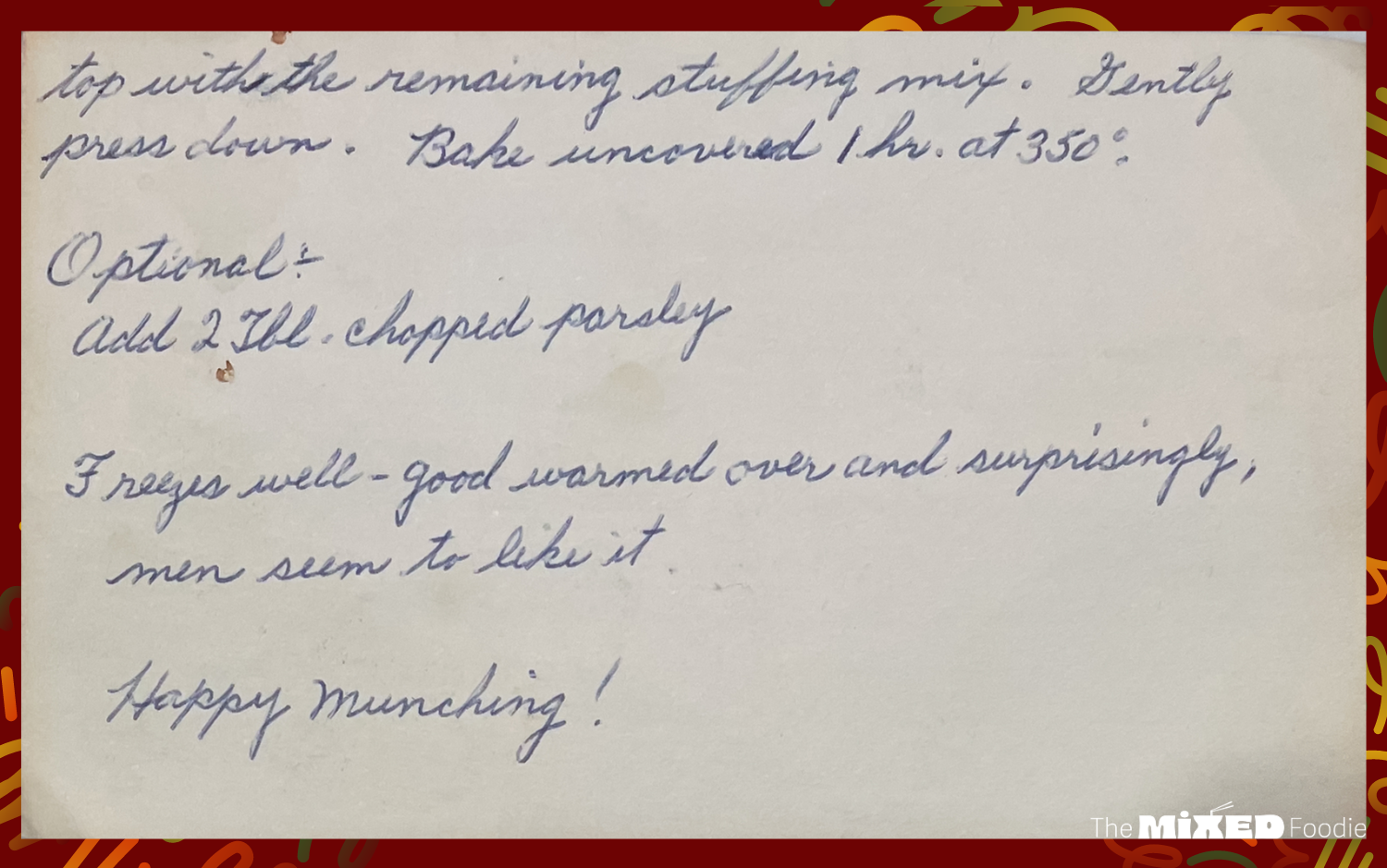 zucchini stuffing casserole recipe card 2